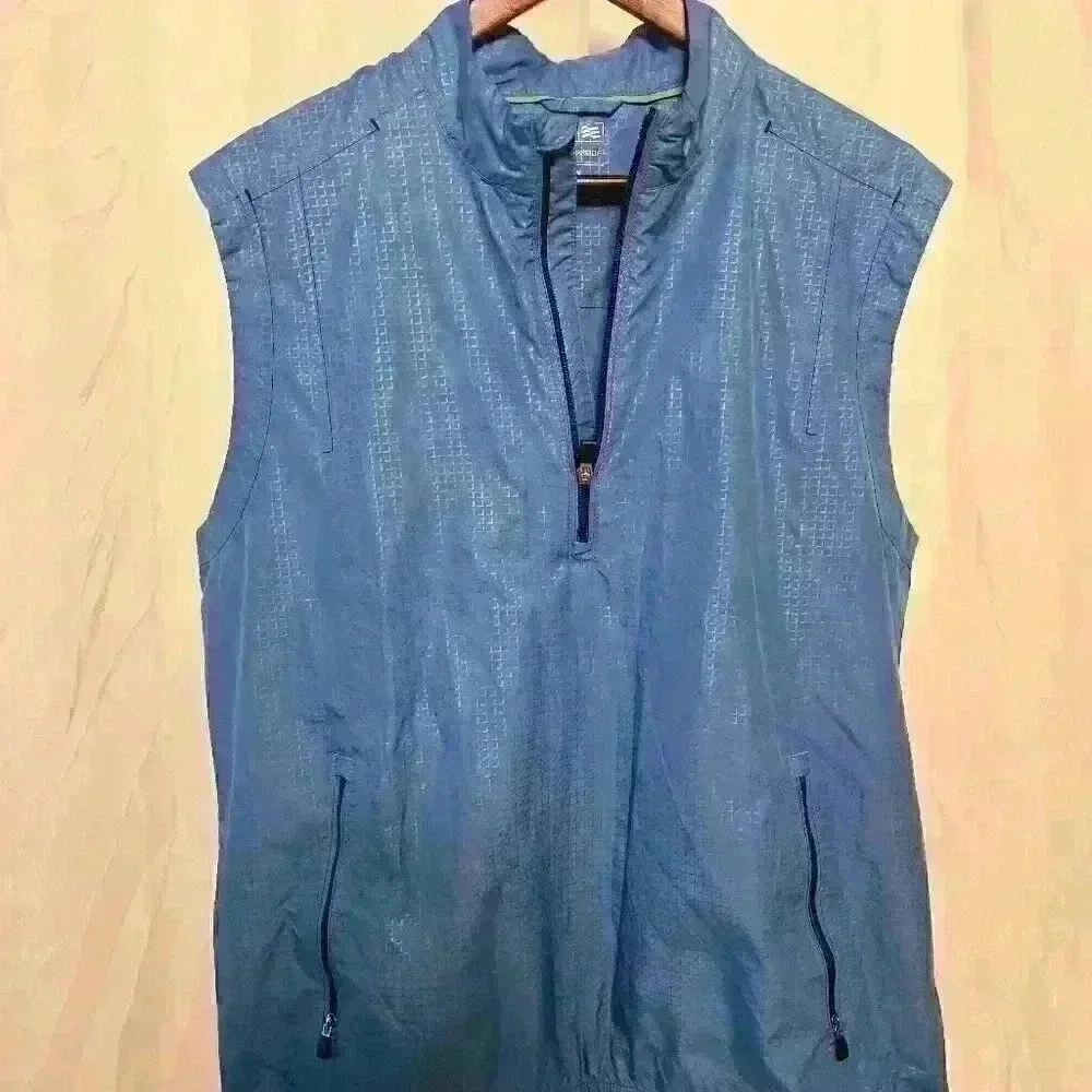 Adidas Men's Medium Climaproof Light Blue Vest - Windbreaker